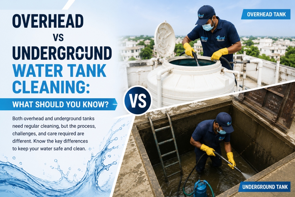 Elevated overhead tank setup on roof